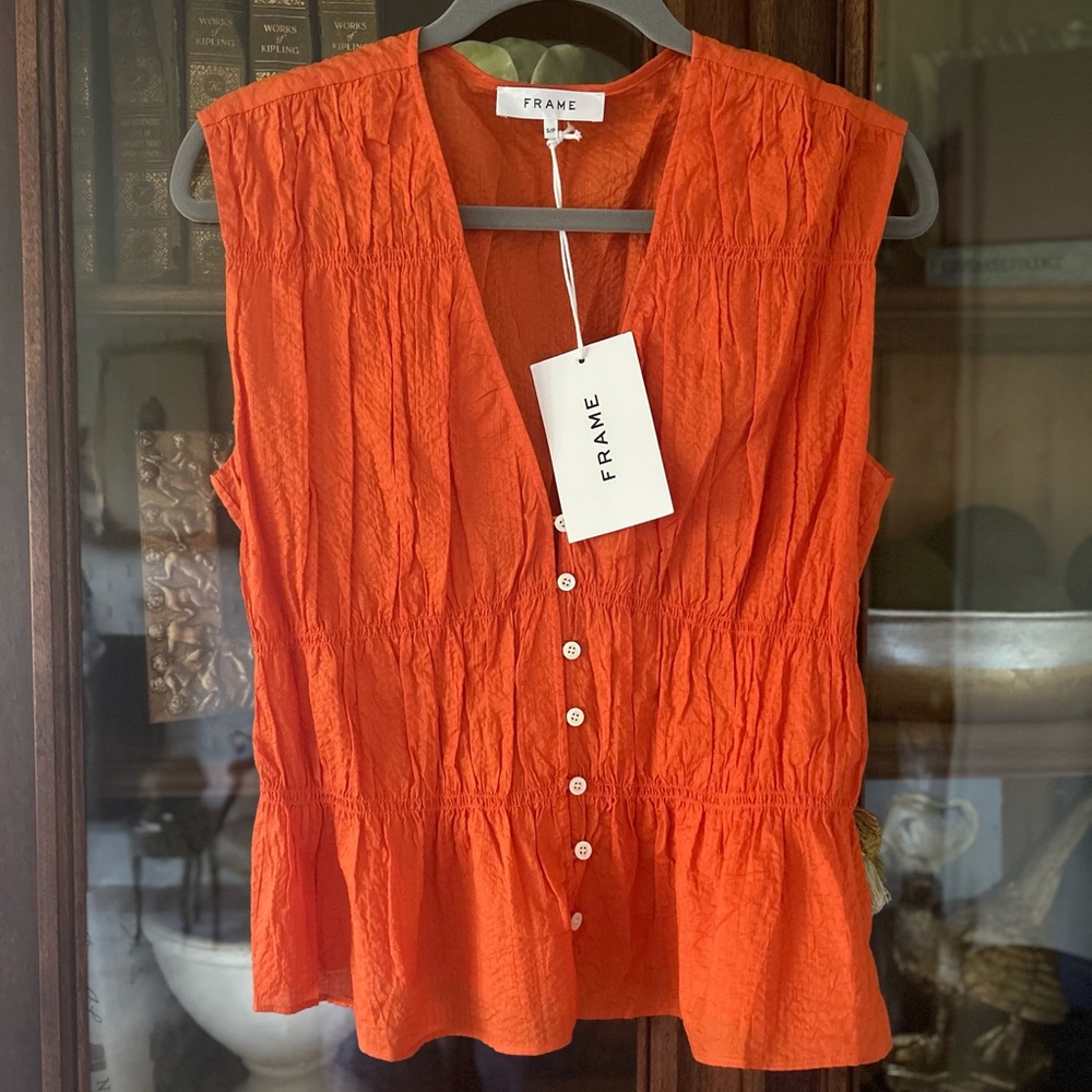 FRAME orange top NWT size small - Picture 3 of 5